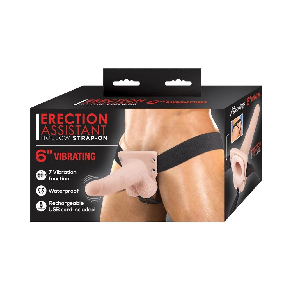 Erection Assistant Hollow Strap - On Vibrating 6 in. White - TruLuv Novelties
