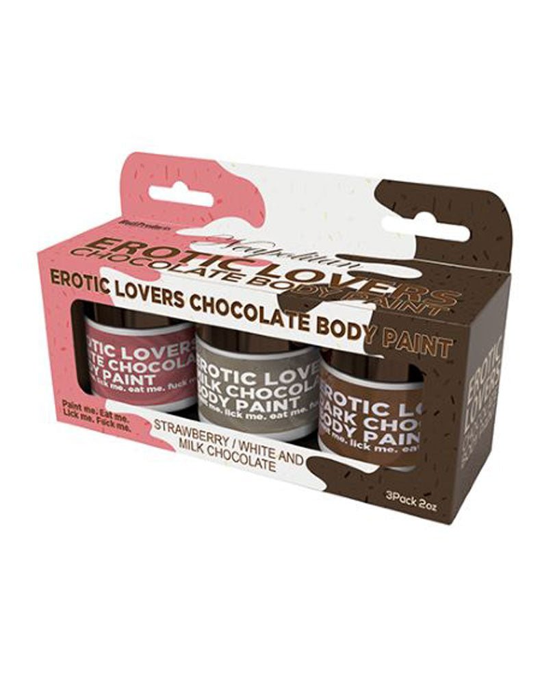 Erotic Lovers Chocolate Body Paint - Neapolitan - White Chocolate, Milk Chocolate and Strawberry - (3 Pack) - TruLuv Novelties