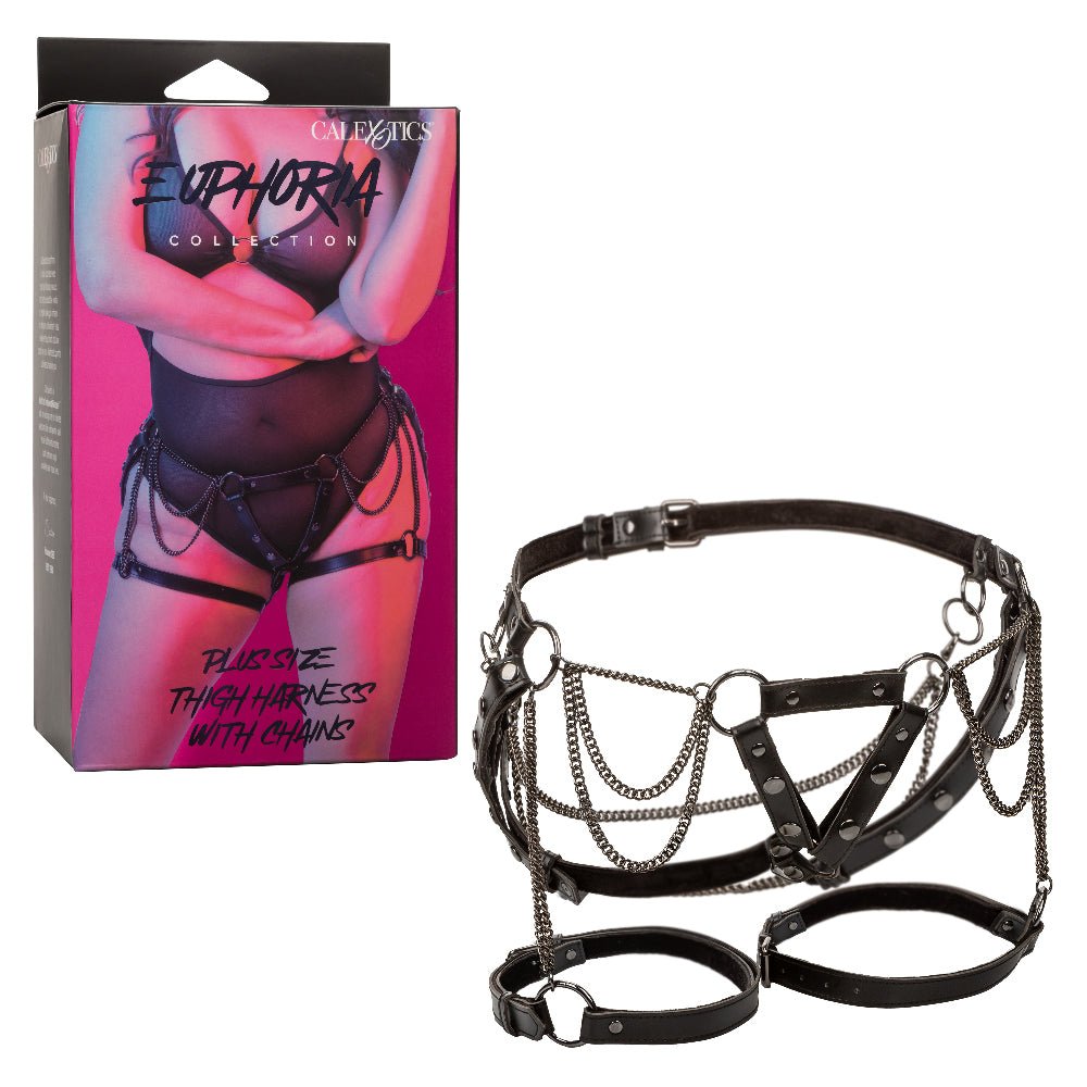 Euphoria Collection Plus Size Thigh Harness With Chains - Black - TruLuv Novelties