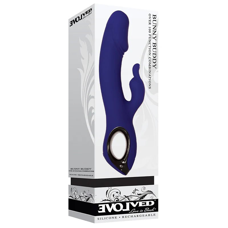Evolved Bunny Buddy Rechargeable Silicone Rabbit Vibrator Blue - TruLuv Novelties