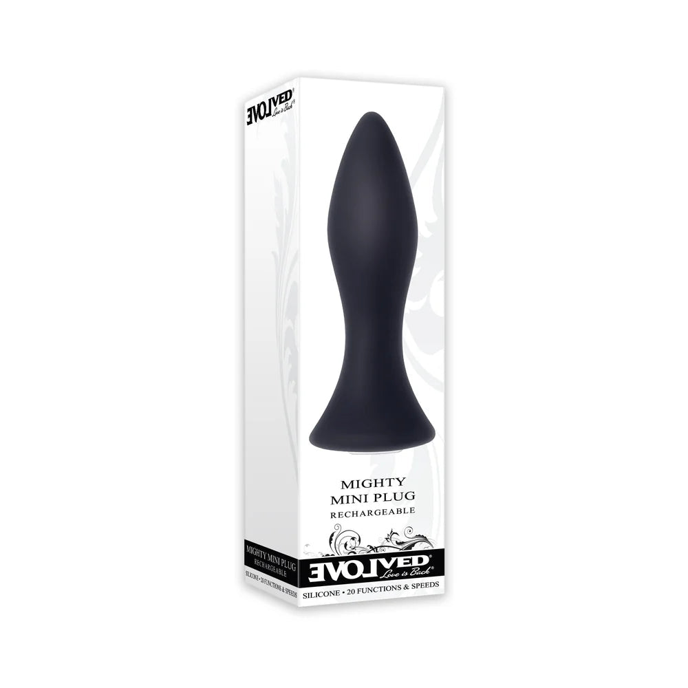 Evolved Mighty Mini Rechargeable Vibrating Silicone Anal Plug Black - TruLuv Novelties