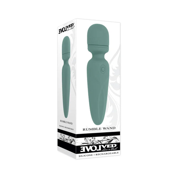 Evolved Rumble Wand Rechargeable Vibrating Mini Wand Silicone Green - TruLuv Novelties