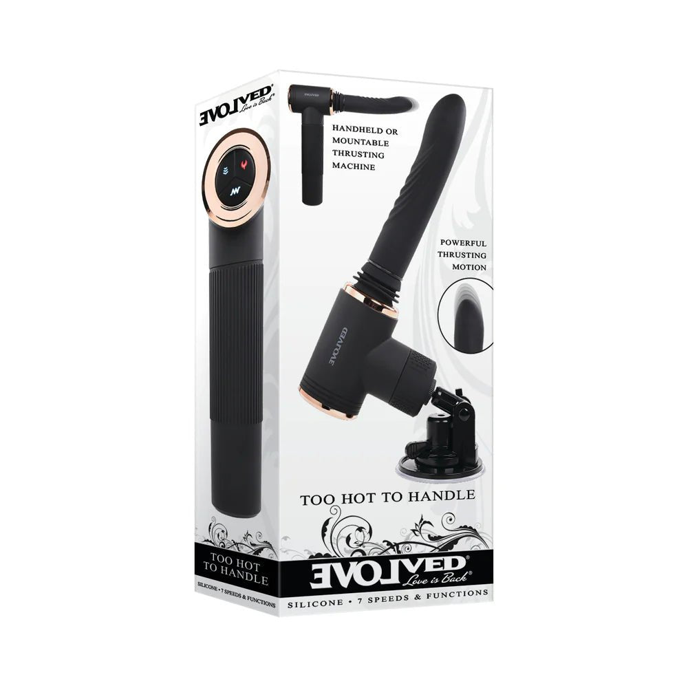 Evolved Too Hot To Handle Rechargeable Silicone Thrusting Sex Machine Black - TruLuv Novelties