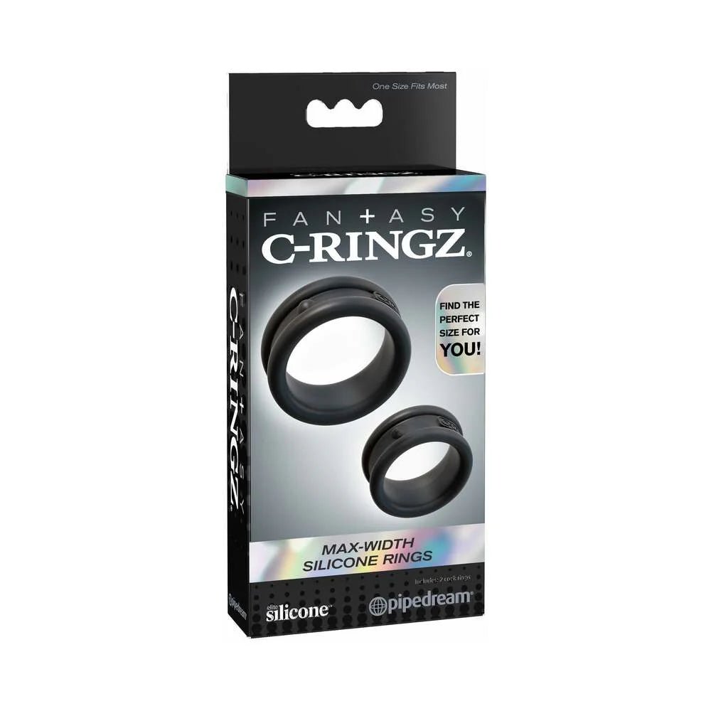 Fantasy C - Ringz Max - Width Silicone Rings 2 - Piece Set Black - TruLuv Novelties