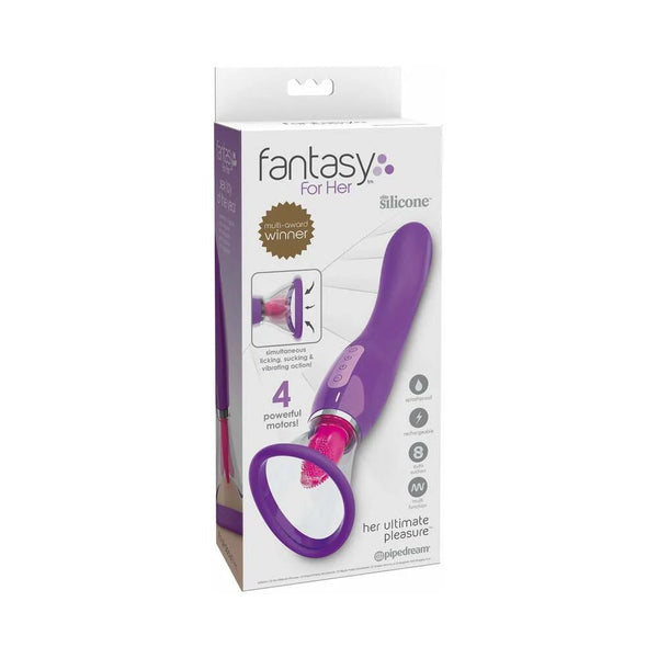 Fantasy For Her Her Ultimate Pleasure Dual - Ended Vibrator With Licking Suction Purple - TruLuv Novelties