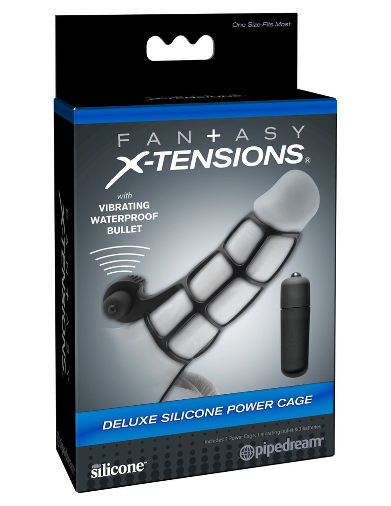 Fantasy X-Tensions Deluxe Silicone Power Cage - Black - TruLuv Novelties