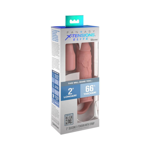 Fantasy X - tensions Elite 6 in. Silicone Extension with Strap & 2 in. Extender Beige - TruLuv Novelties