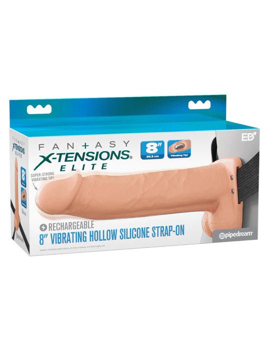 Fantasy X - Tensions Elite 8" Vibrating Hollow Silicone Strap - on - Light - TruLuv Novelties