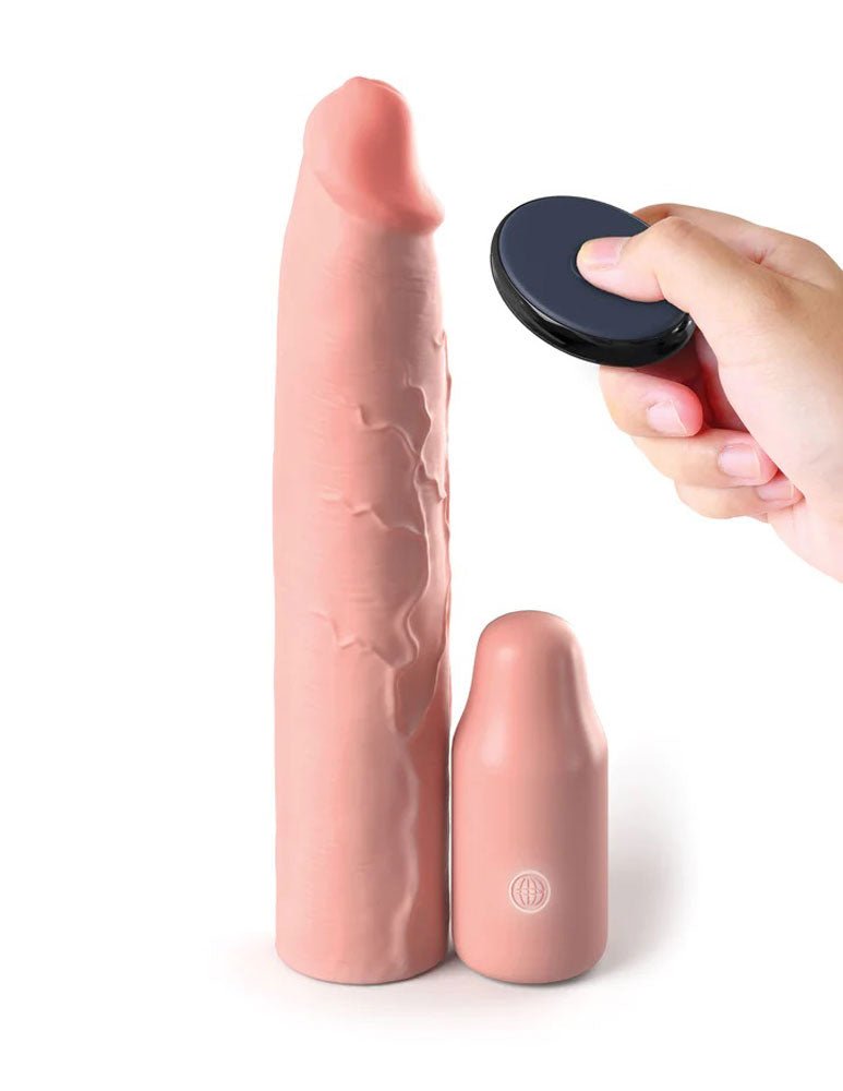 Fantasy X-Tensions Elite 9 Inch Sleeve Vibrating 3 Inch Plug With Remote - TruLuv Novelties