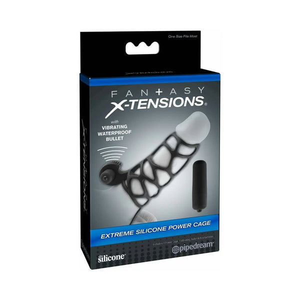 Fantasy X - tensions Vibrating Extreme Silicone Power Cage Black - TruLuv Novelties