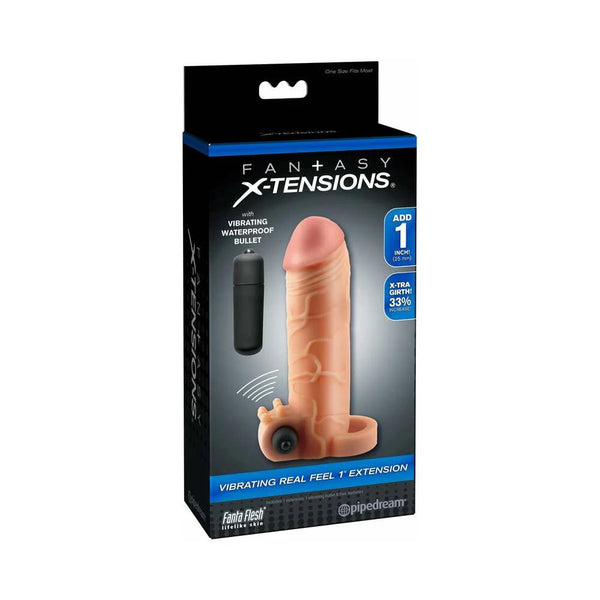 Fantasy X - tensions Vibrating Real Feel 1 in. Extension With Ball Strap Beige - TruLuv Novelties