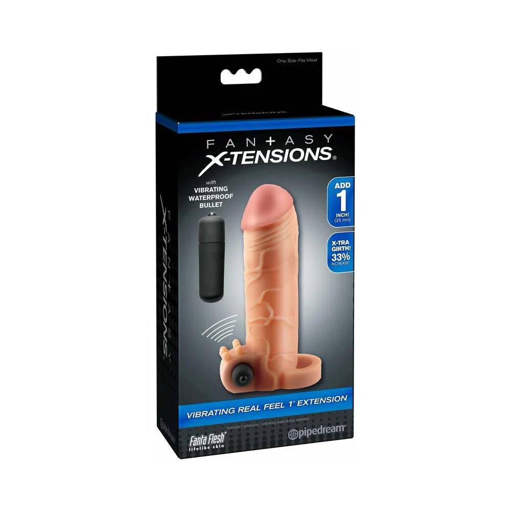 Fantasy X - tensions Vibrating Real Feel 1 in. Extension With Ball Strap Beige - TruLuv Novelties
