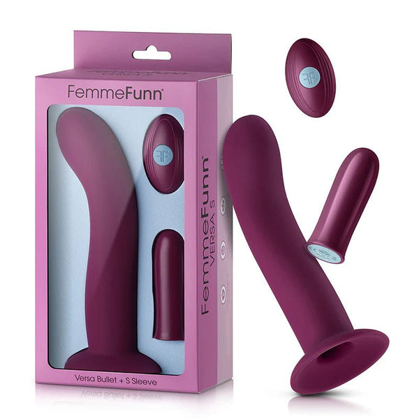 FemmeFunn Versa S Bullet Vibrator & Curved Silicone Sleeve Dark Fuchsia - TruLuv Novelties