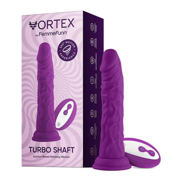 FemmeFunn Vortex Turbo Shaft 2.0 8 in. Vibrating Rotating Dildo Purple - TruLuv Novelties