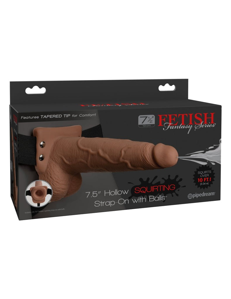 Fetish Fantasy Series 7.5 Inch Hollow Squirting Strap-on With Balls - TruLuv Novelties