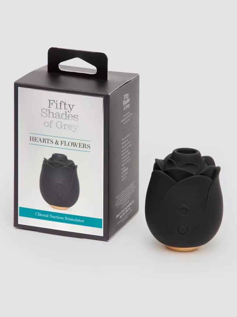 Fifty Shades of Grey Black Rose Silicone Clitoral Suction Stimulator - Black - TruLuv Novelties
