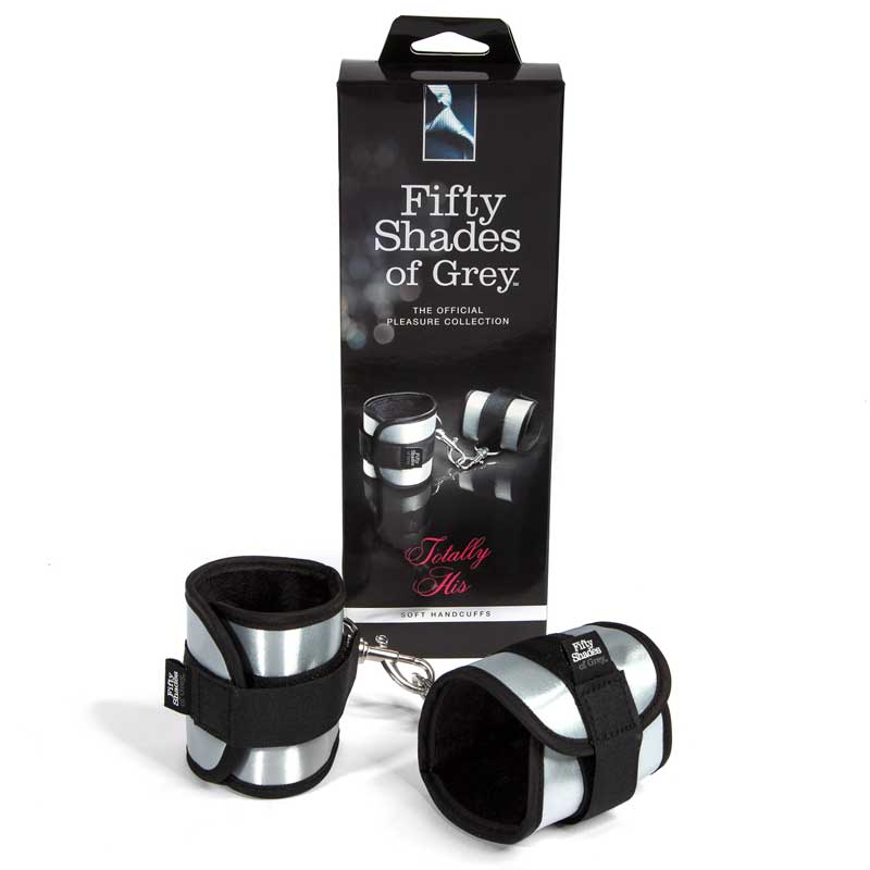 Fifty Shades of Grey Totally His Soft Velcro Handcuffs Silver - TruLuv Novelties