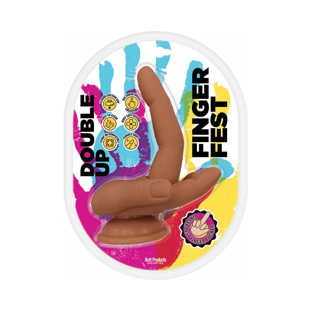 Finger Fest Double Up Dildo Tan - TruLuv Novelties