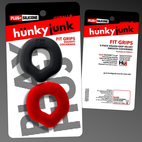 Fit Grips 2-Pack Ergo-Fit Cockrings Black Red - TruLuv Novelties