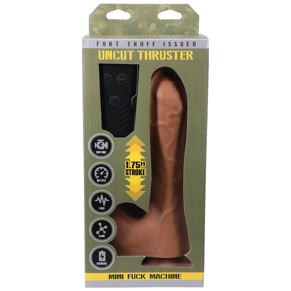 Fort Troff Uncut Thruster Mini Fuck Machine Rechargeable Remote - Controlled Silicone 8.5 in. Thrusting Dildo Tan - TruLuv Novelties