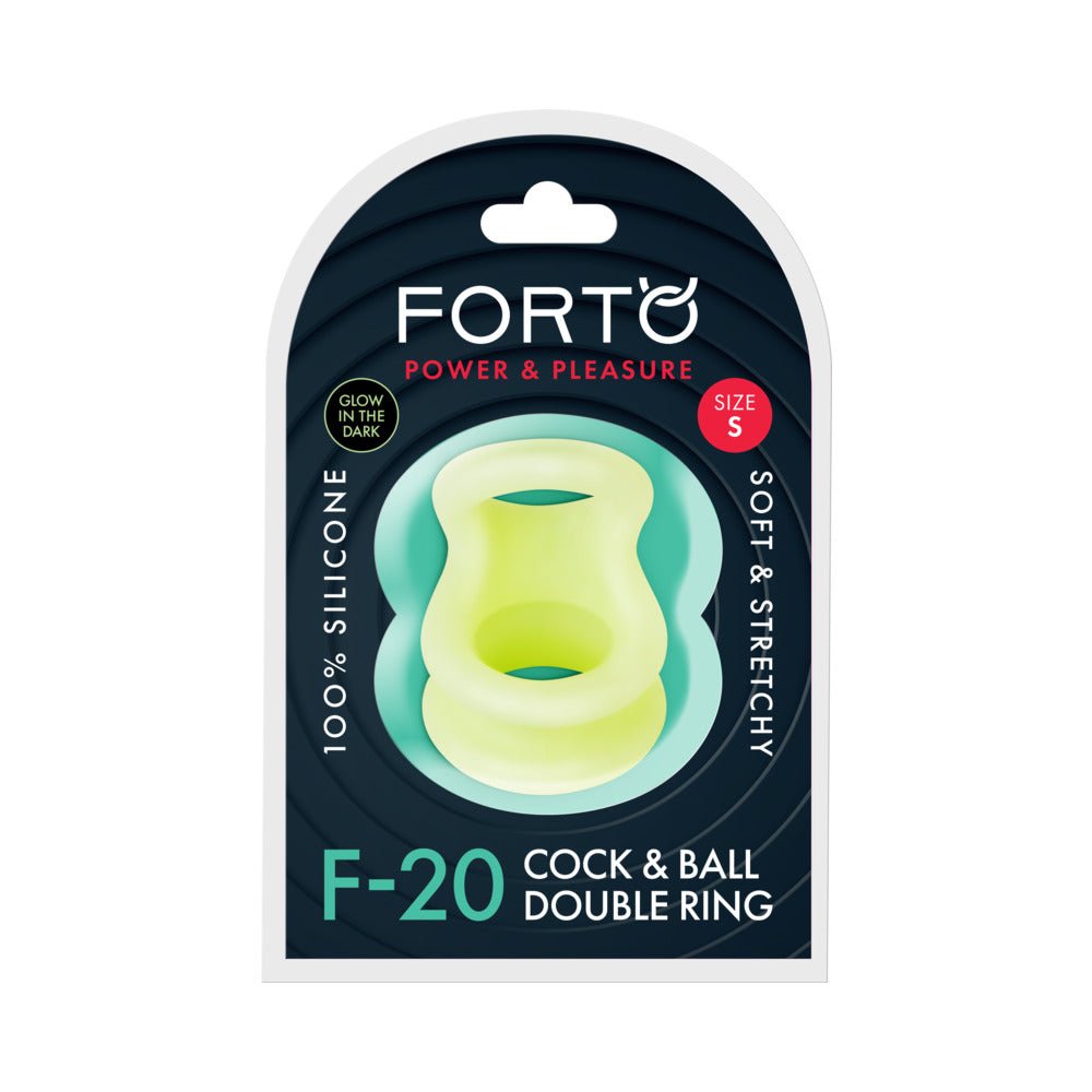 Forto F-20 Liquid Silicone Cockring & Ball Stretcher Small Glow - TruLuv Novelties
