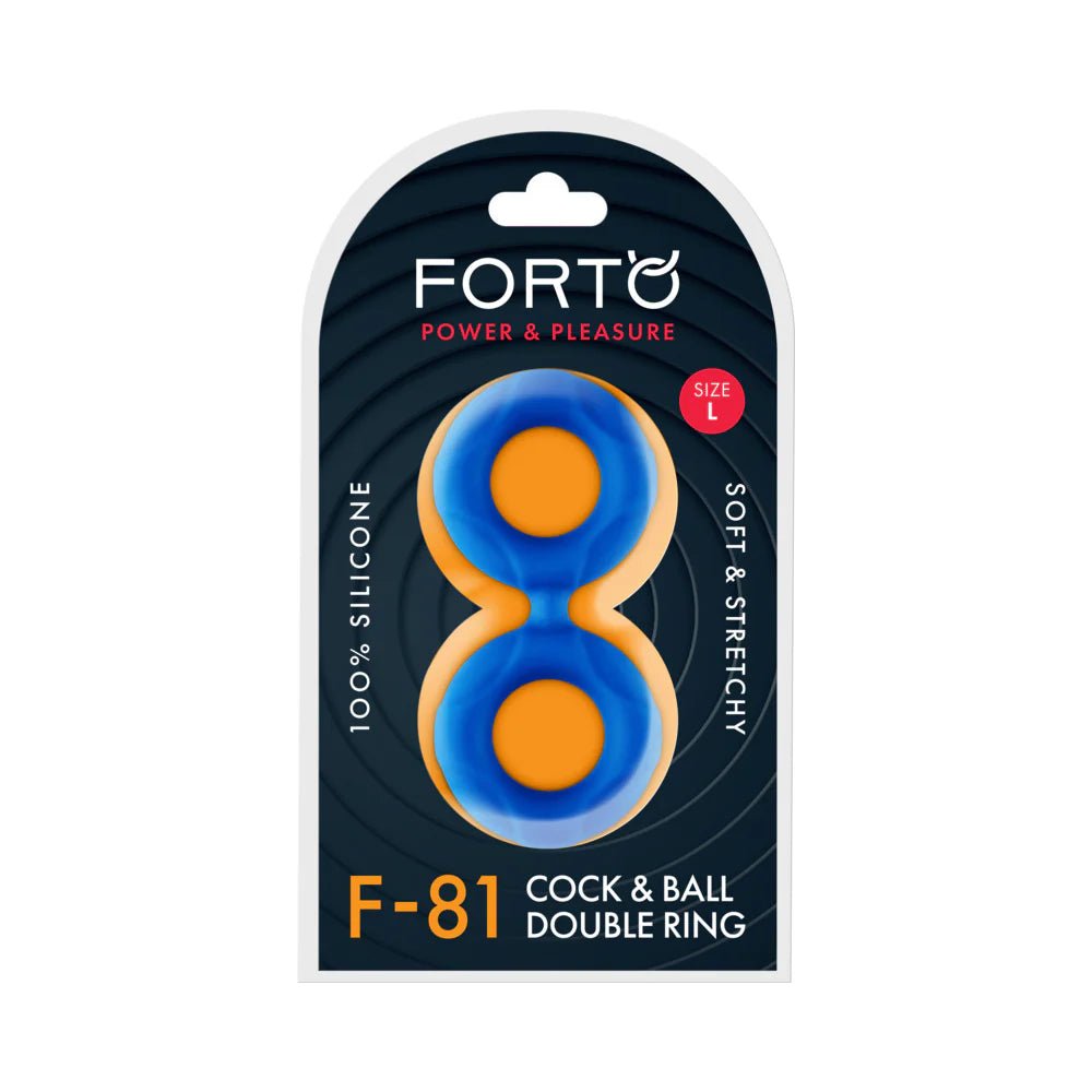 Forto F - 81 Liquid Silicone Cock & Ball Double Ring Large Blue - TruLuv Novelties
