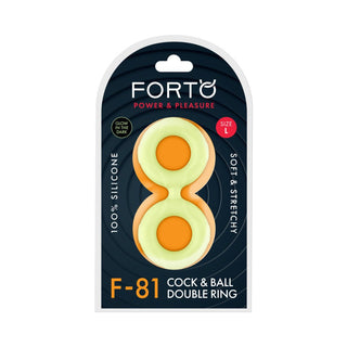 Forto F-81 Liquid Silicone Cock & Ball Double Ring Large Glow