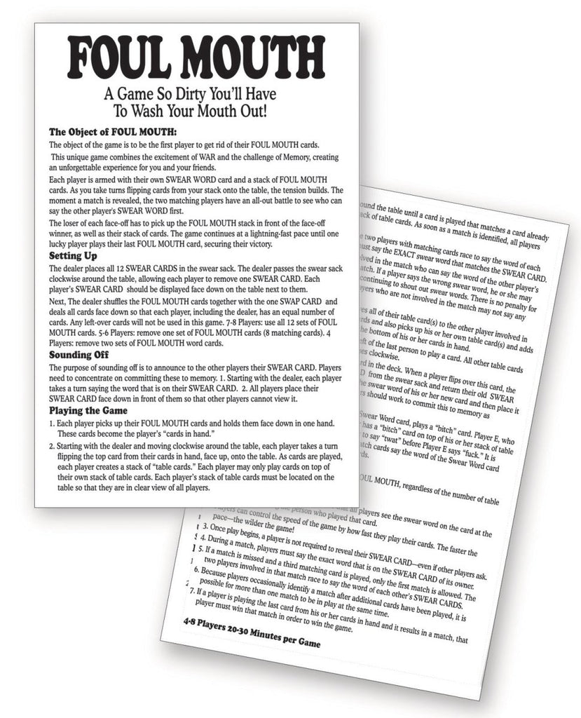 Foul Mouth Card Game - TruLuv Novelties