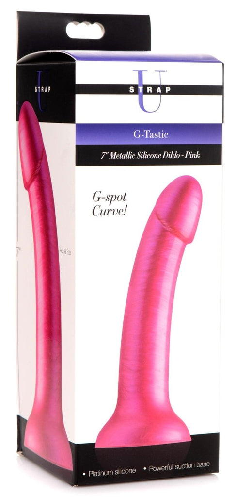 G-Tastic 7 Inch Metallic Silicone Dildo - Pink - TruLuv Novelties