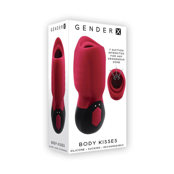Gender X Body Kisses Rechargeable Vibrating Silicone Suction Massager Red - TruLuv Novelties
