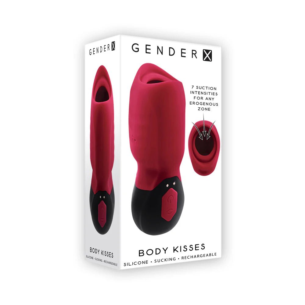 Gender X Body Kisses Rechargeable Vibrating Silicone Suction Massager Red - TruLuv Novelties