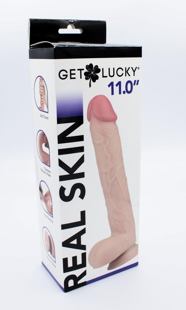 Get Lucky 11 Inch Real Skin Dildo - Tan - TruLuv Novelties