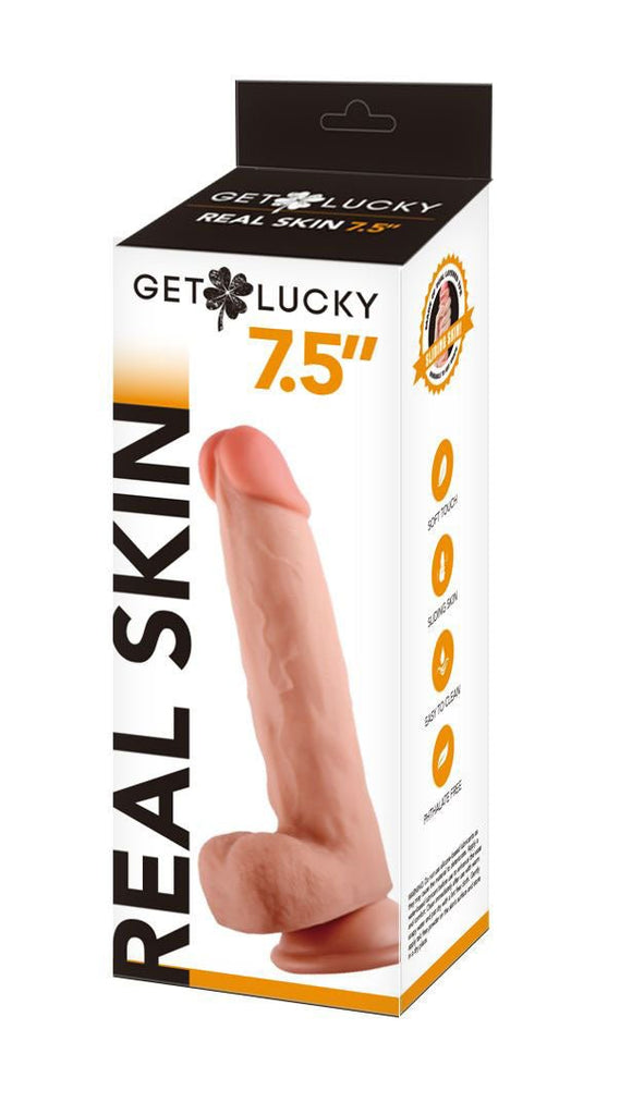 Get Lucky 7.5 Inch Real Skin Dildo - TruLuv Novelties