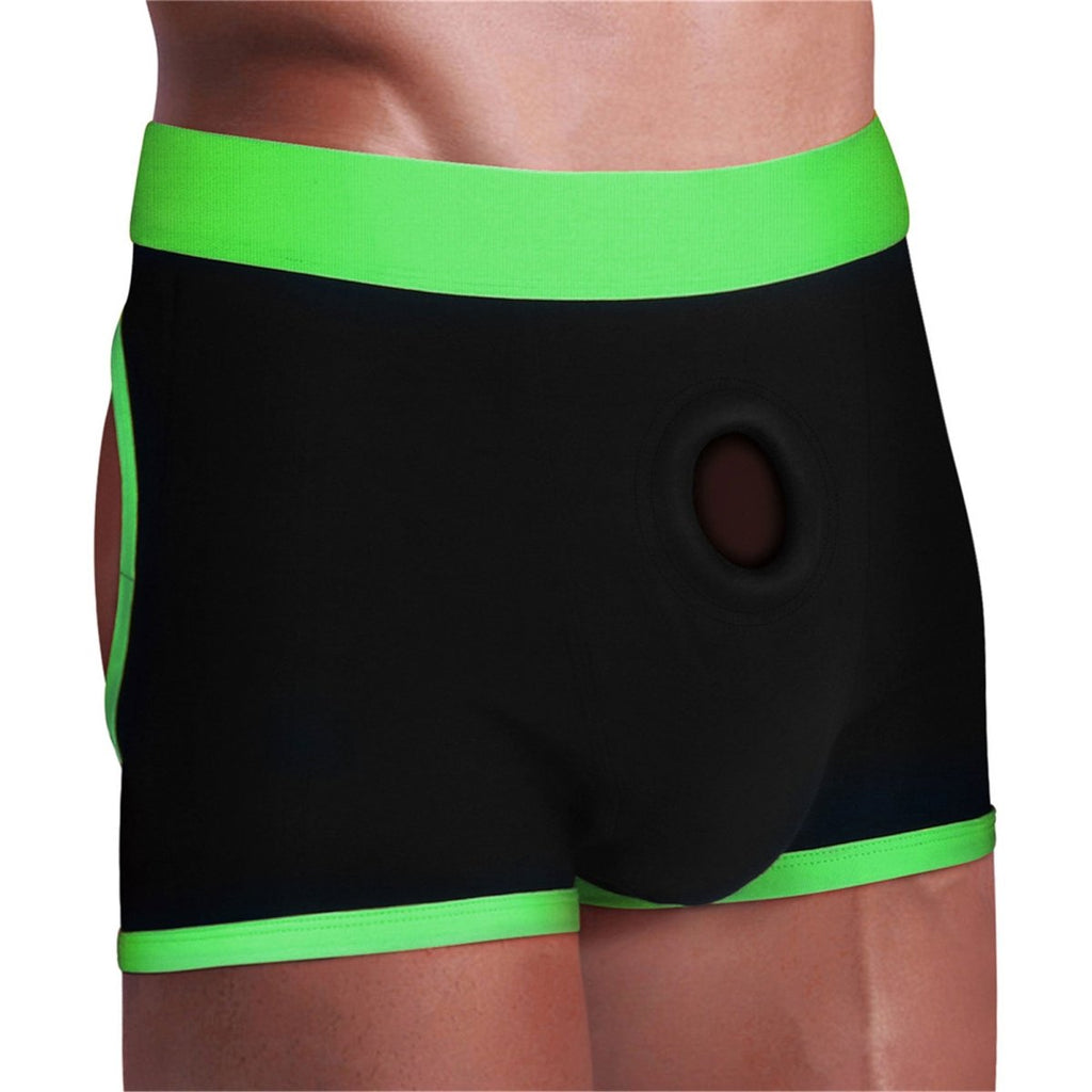 Get Lucky Strap on Boxer Shorts - Medium/large - Black/green - TruLuv Novelties