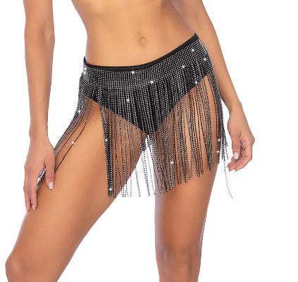 Glam Fringe Belt - Os - Black - TruLuv Novelties