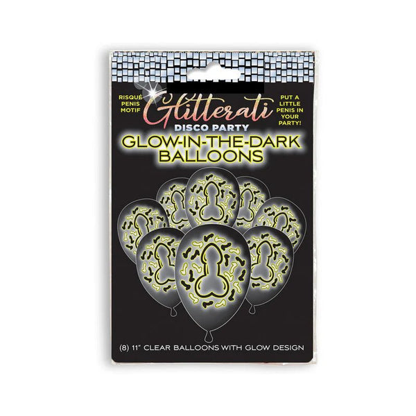 Glitterati Disco Party Glow in the Dark Balloons 8 - Pack - TruLuv Novelties