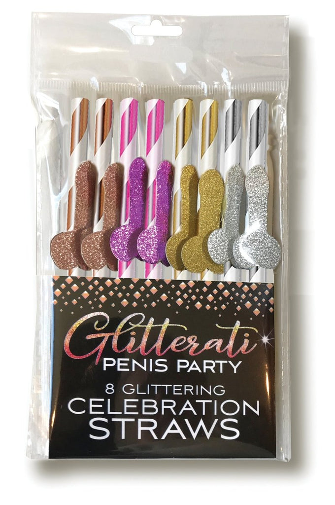 Glitterati Penis Party Celebration Straws - 8 Count - TruLuv Novelties