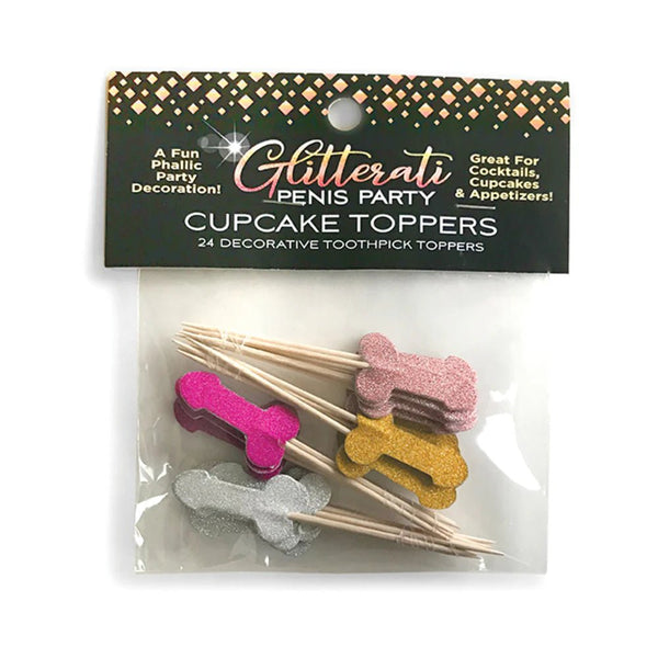 Glitterati Penis Party Cupcake Topper Toothpicks 24 - Pack - TruLuv Novelties
