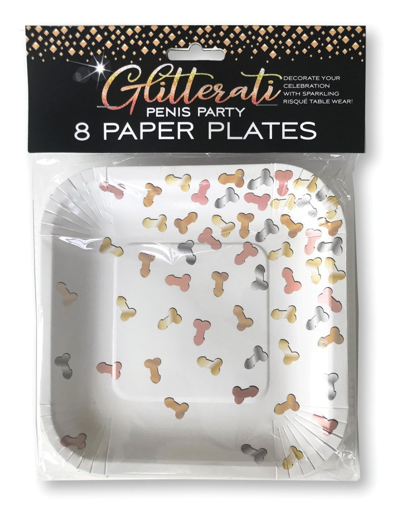 Glitterati Penis Party Paper Plates - 8 Count - TruLuv Novelties