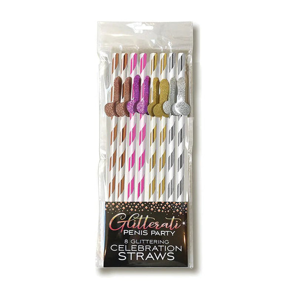 Glitterati Penis Party Tall Celebration Straws 8 - Pack - TruLuv Novelties