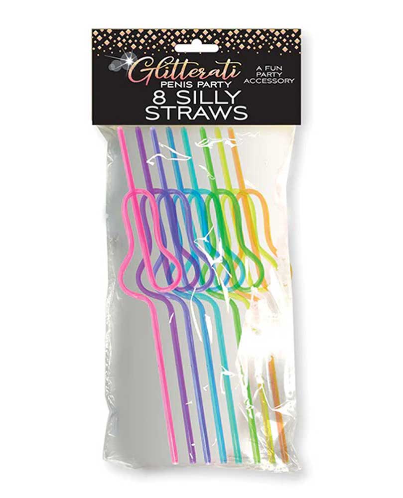 Glitterati Silly Penis Straws 8 Ct - TruLuv Novelties