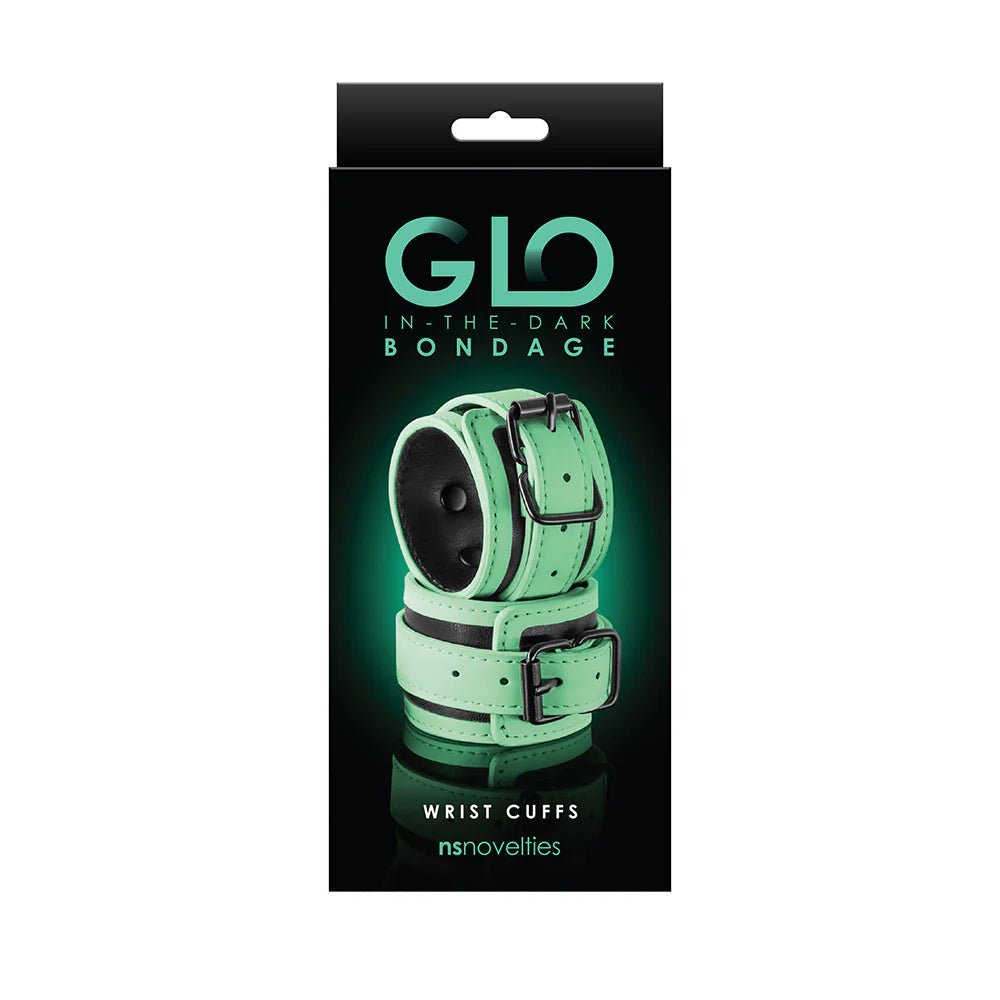 GLO Bondage Wrist Cuffs Green - TruLuv Novelties