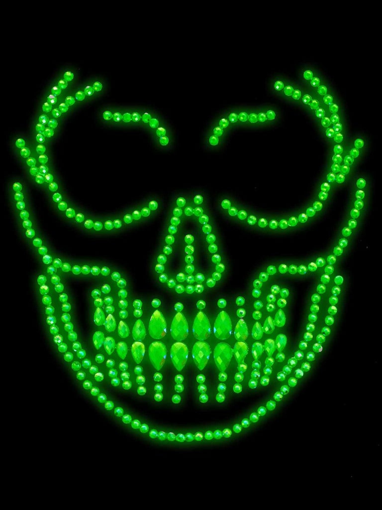 Glow in the Dark Skull Face Jewels Sticker - TruLuv Novelties