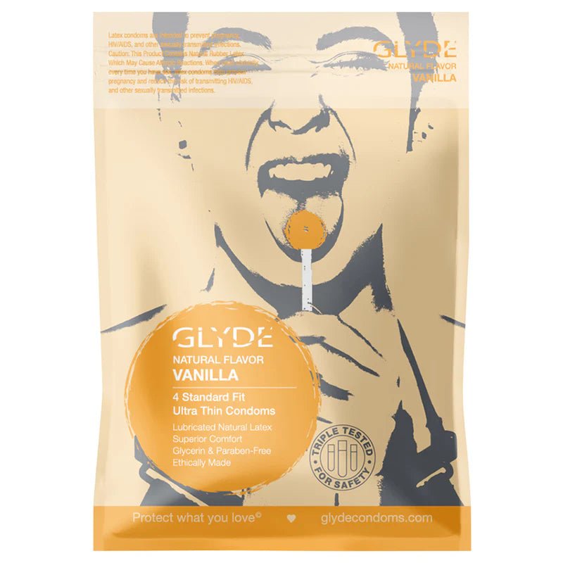 Glyde Ultra Natural Flavor 4pk Vanilla Condoms - TruLuv Novelties