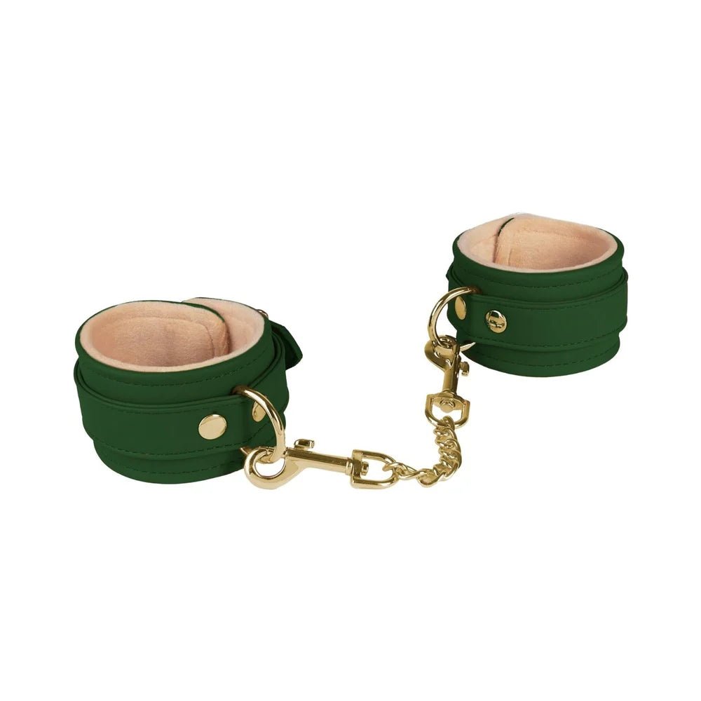 Green PU Ankle Cuffs With Plush Lining - TruLuv Novelties