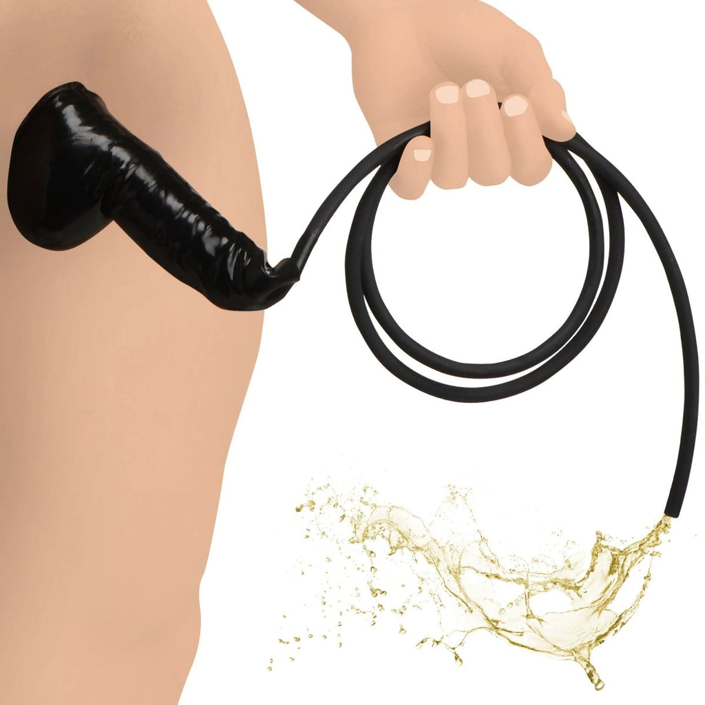 Guzzler Realistic Penis Sheath With Tube - Black - TruLuv Novelties