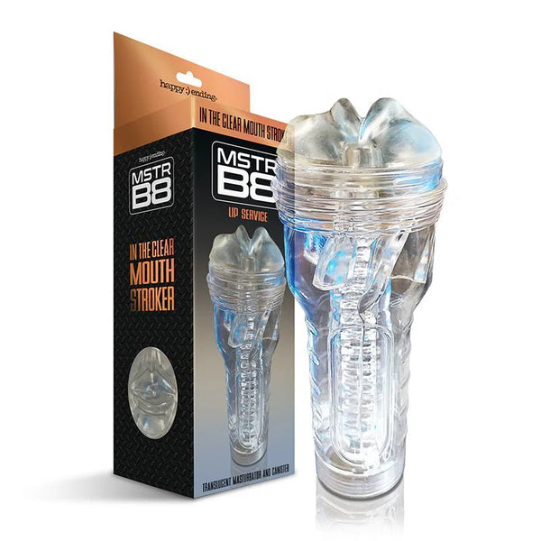 Happy Endings MSTR B8 In The Clear Mouth Stroker Lip Service Canister - TruLuv Novelties