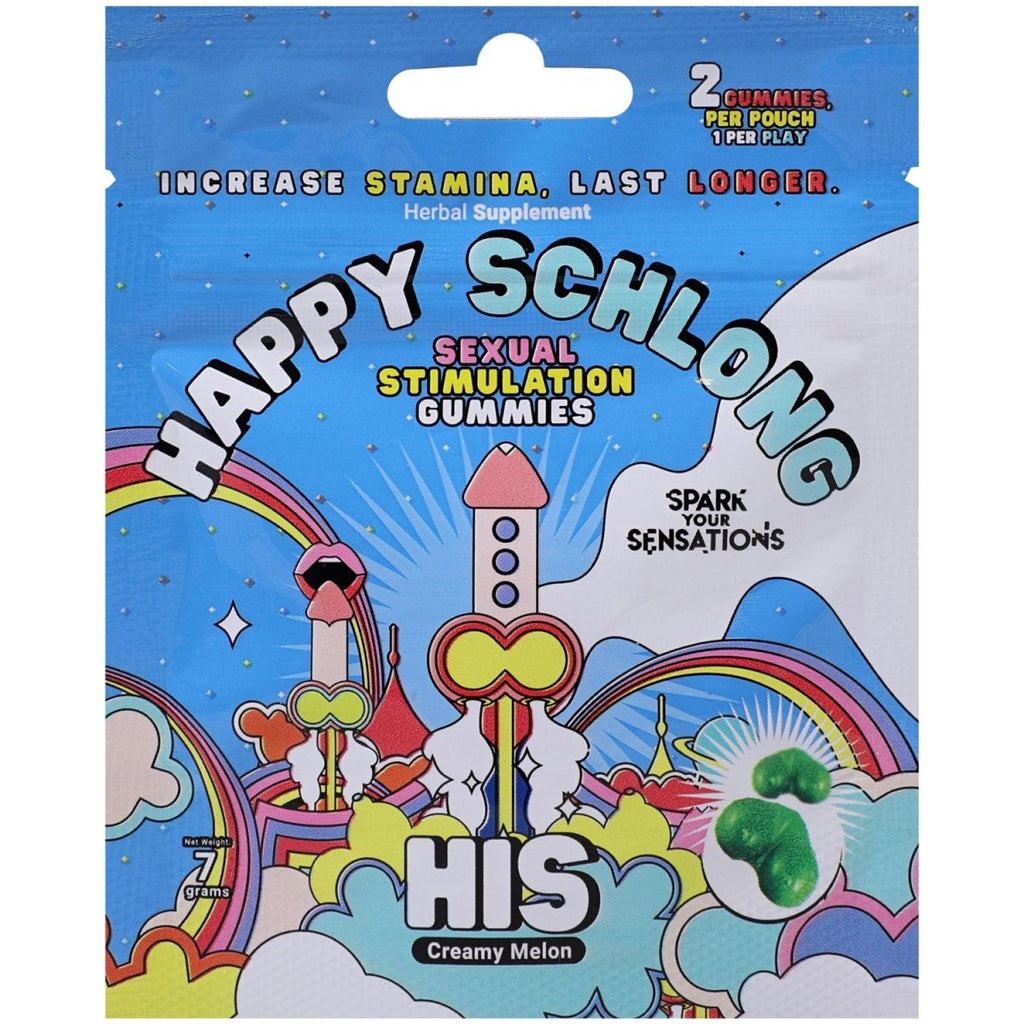 Happy Schlong (His) - Sexual Stimulation Gummies - 12 Pk/2 Pcs Per Pouch - Display - TruLuv Novelties