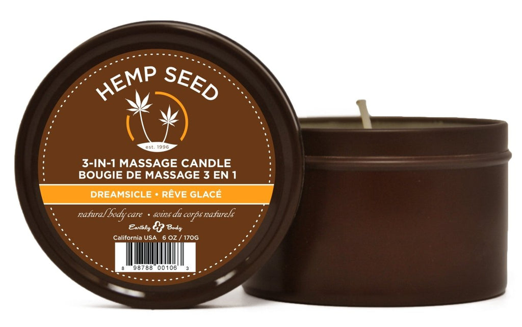 Hemp Seed 3-in-1 Massage Candle - Dreamsicle - 6 Oz. - TruLuv Novelties