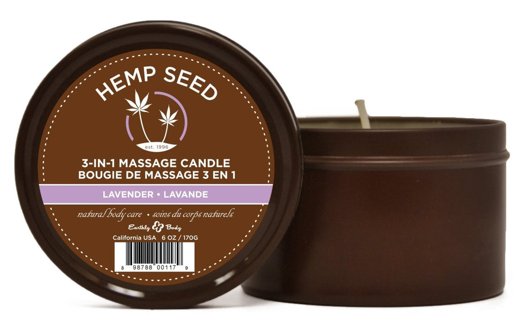 Hemp Seed 3-in-1 Massage Candle - Lavender - 6 Oz. - TruLuv Novelties